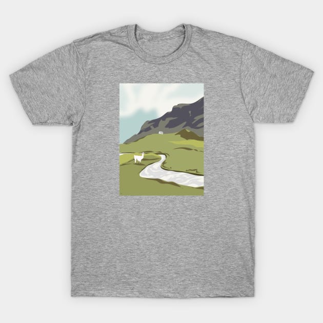 Llama in the Mountains of Peru T-Shirt by lymancreativeco